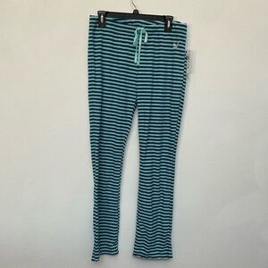NWT Dream Out Loud Selena Gomez Blue Teal Striped Fleece Pajama Pants L Juniors